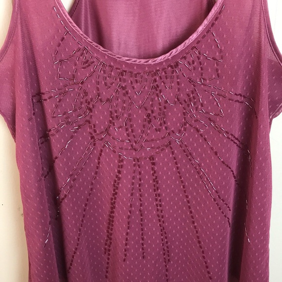 American Rag Dusty Rose Beaded Tank Top - Picture 4 of 5